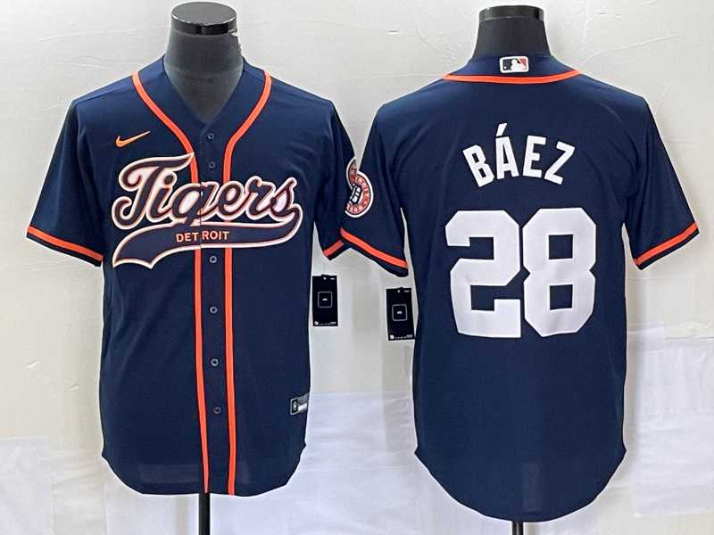 Mens Detroit Tigers #28 Javier Baez Navy Cool Base Stitched Baseball Jerseys->detroit tigers->MLB Jersey